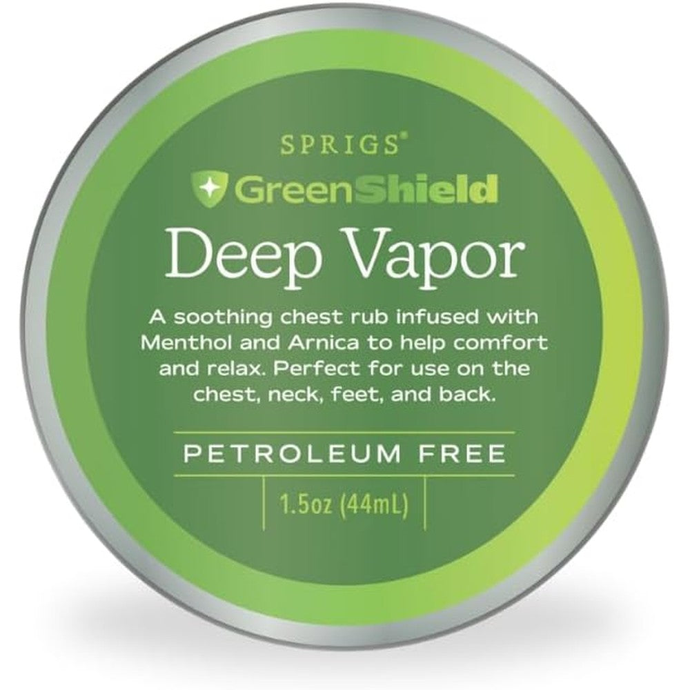 Sprigs Deep Vapor herbal chest rub 1.5 ounce jar front view