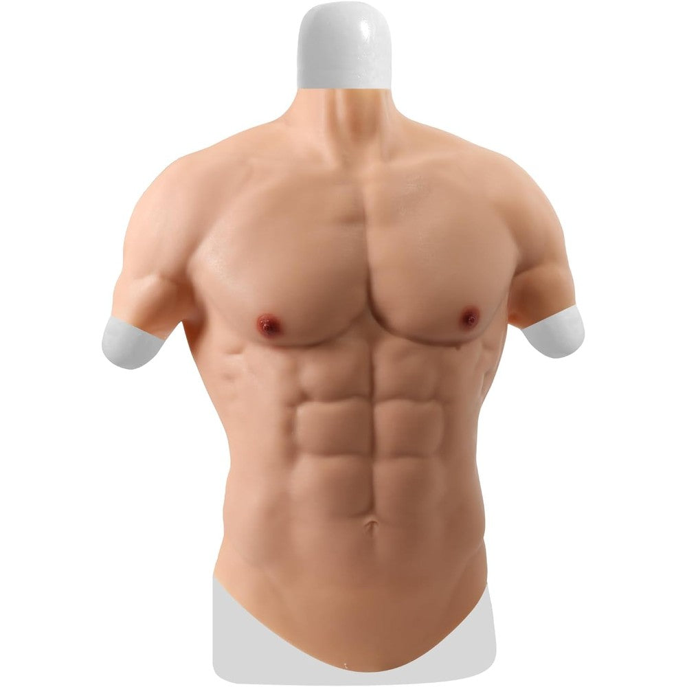 Tropesis Silicone Muscle Chest front view showing realistic abdominal definition