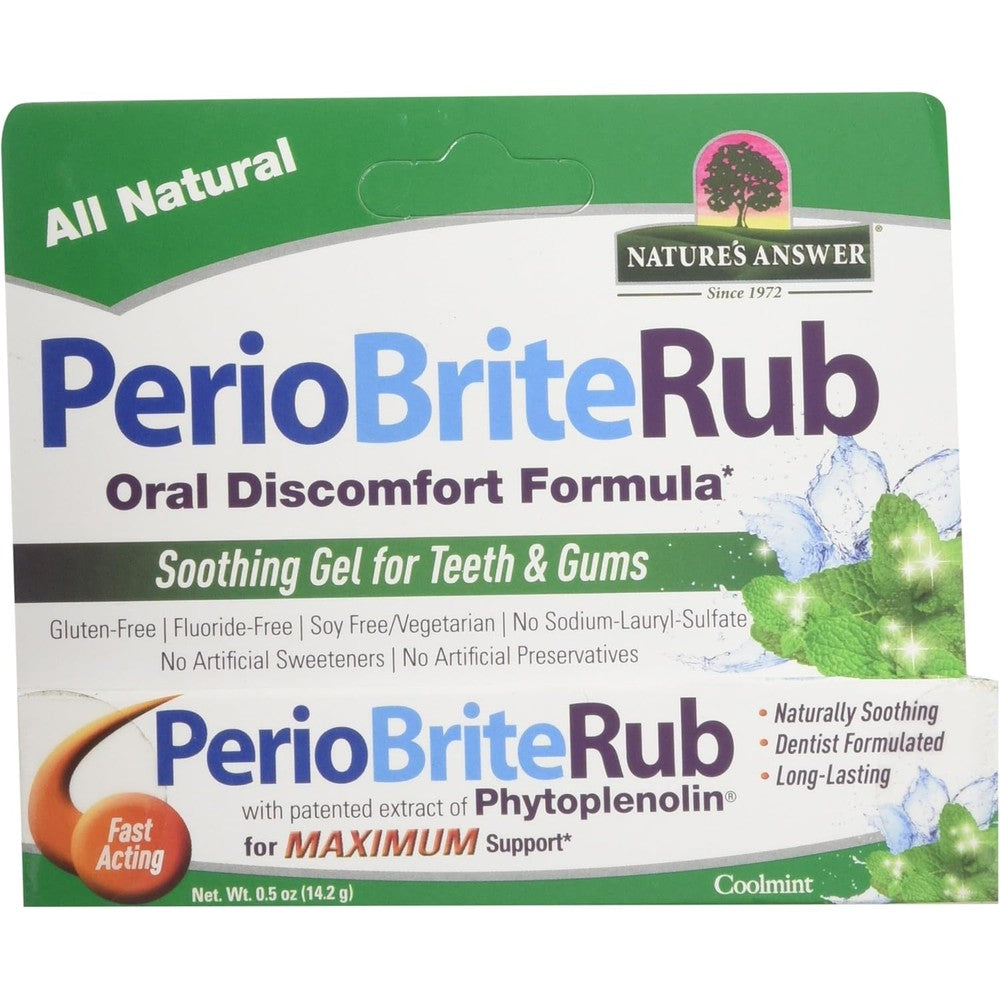 Nature's Answer PerioRub Topical Rub front view packaging for toothache relief