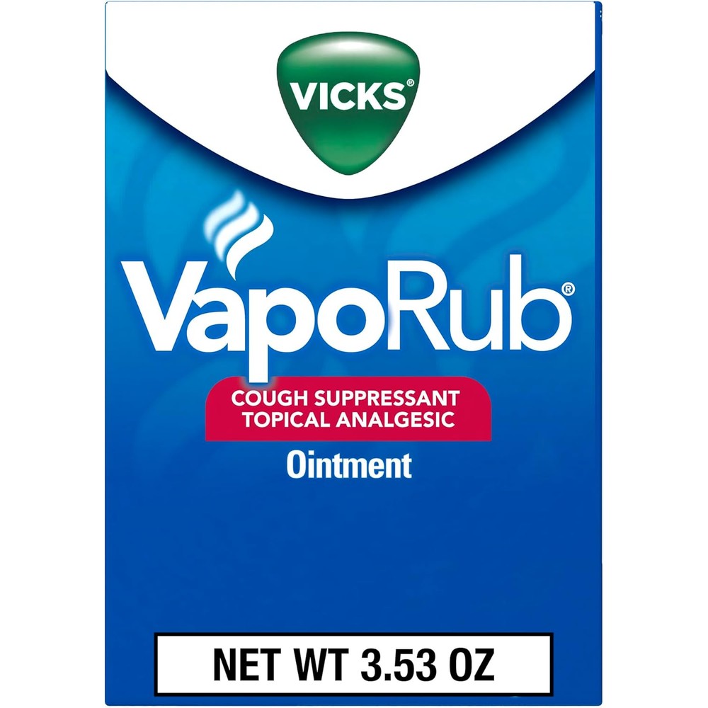 Vicks VapoRub Original Cough Suppressant Ointment front view showing authentic USA packaging.