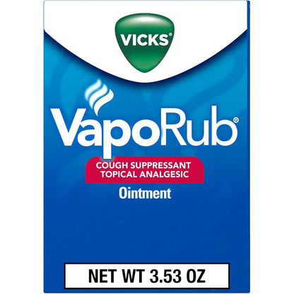 Vicks VapoRub Original Cough Suppressant Ointment front view showing authentic USA packaging.