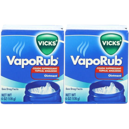 Vicks VapoRub six ounce jar twin pack front view for cold cough relief