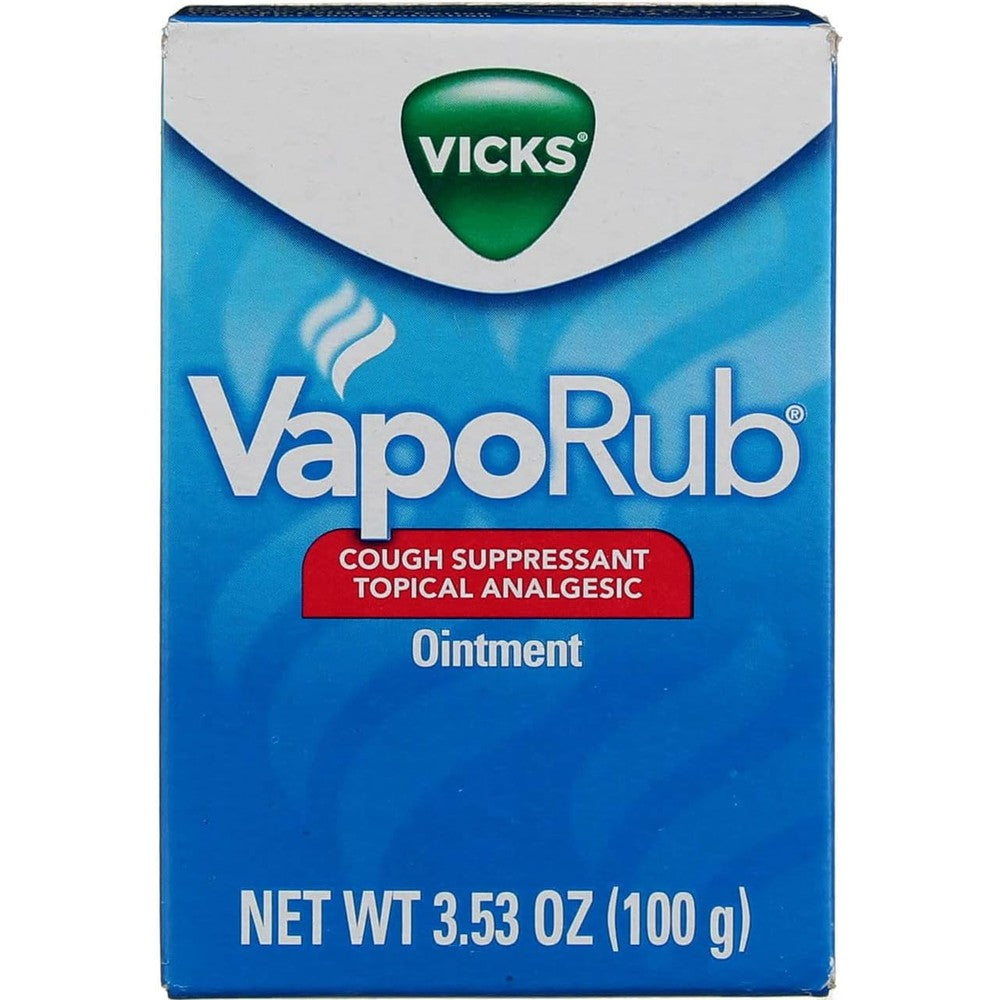Vicks VapoRub Cough Suppressant Ointment three pack front view for cold relief