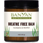 Banyan Botanicals Breathe Free Balm front view of the four ounce jar for natural respiratory relief