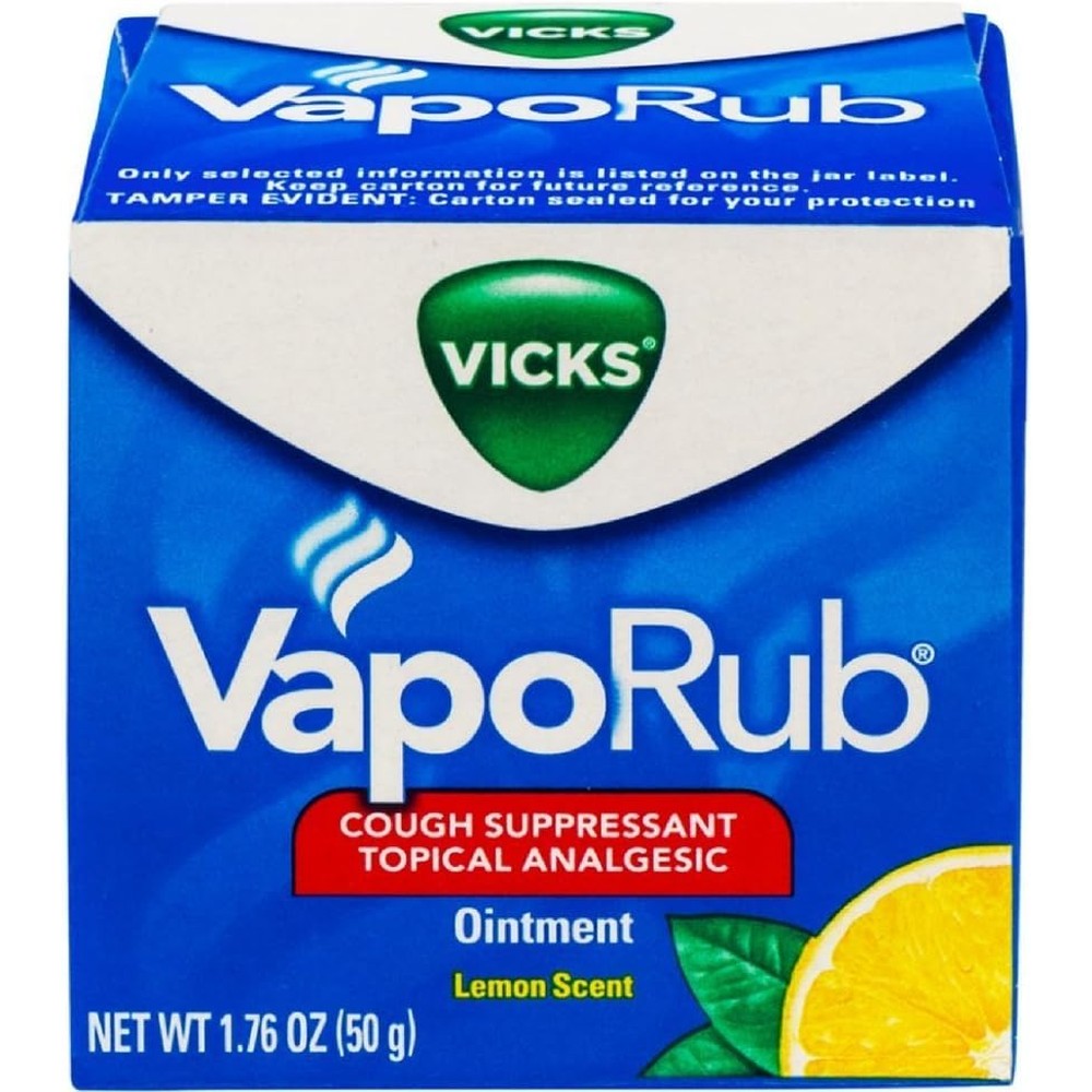Vicks VapoRub Lemon Scent 50 Gram jar front view for authentic imported cough relief