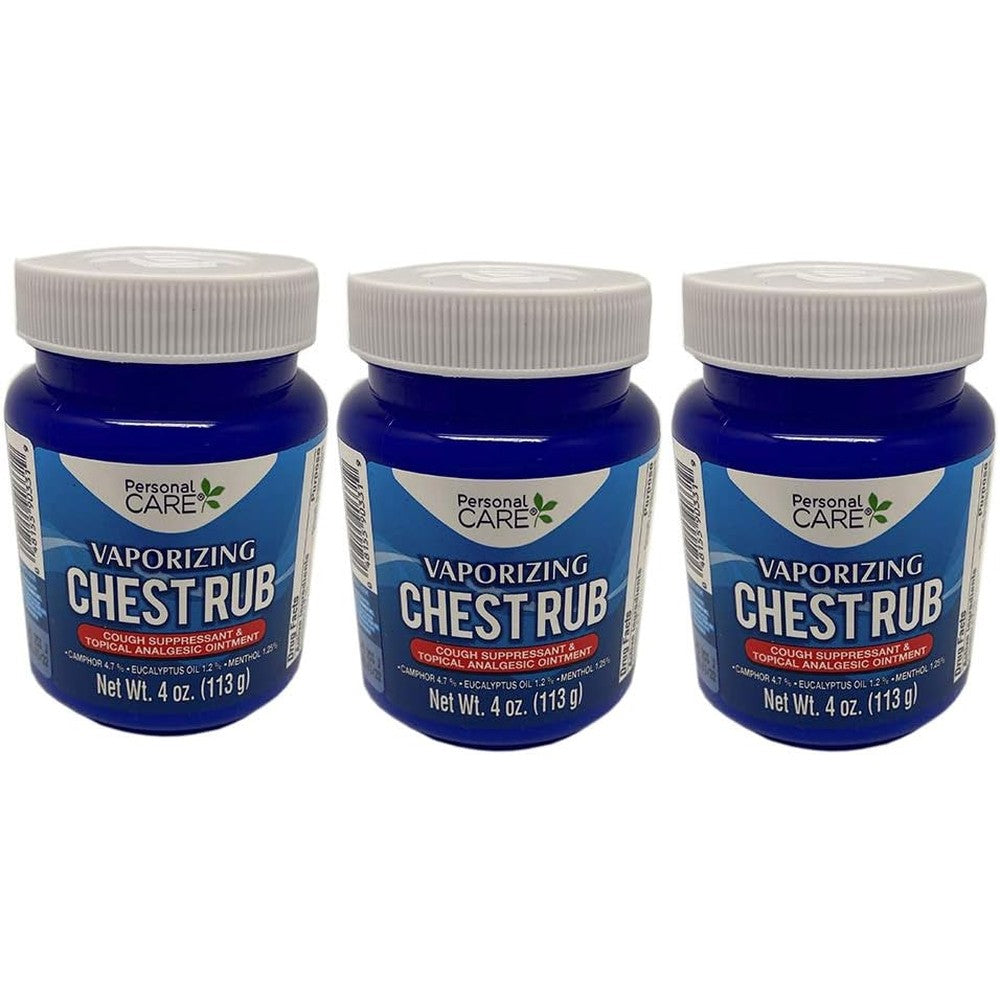 Personal Care Prod Vaporizing Chest Rub front view of four ounce jar for cold relief