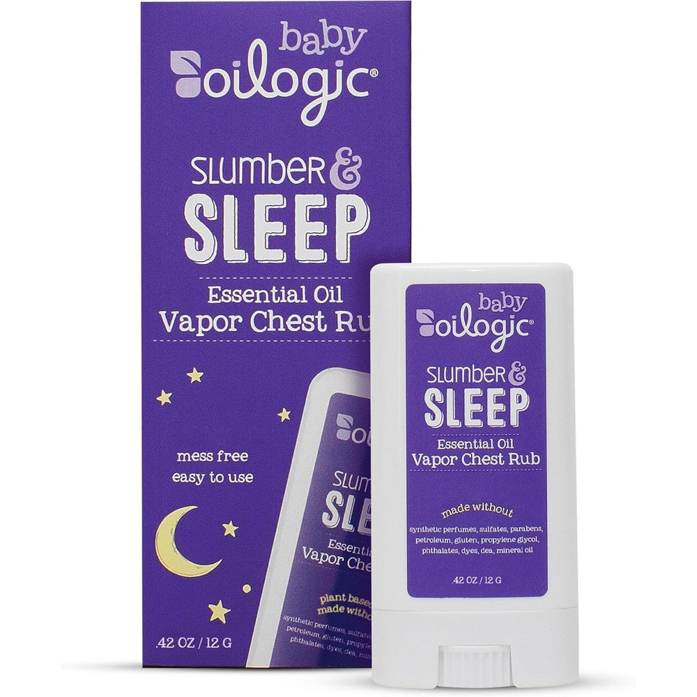 Oilogic Slumber and Sleep Chest Vapor Rub Stick front view packaging for babies