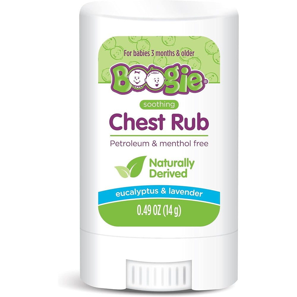 Boogie Soothing Chest Rub Stick front view packaging for baby cold relief