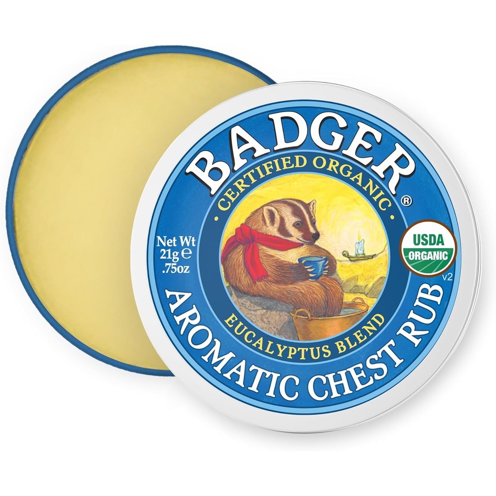 Badger Aromatic Chest Rub organic vaporub tin front view