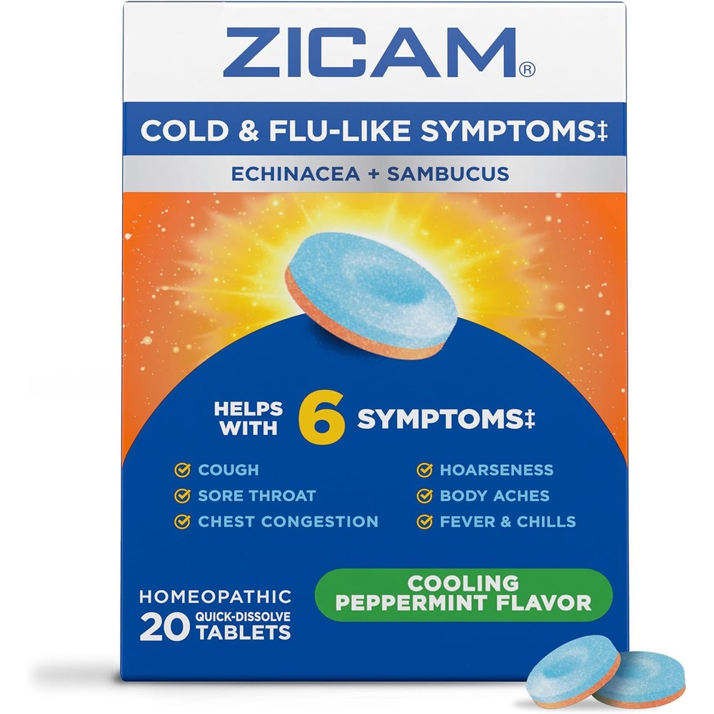 Zicam Cold and Flu Like Symptoms 20 Tablets front packaging view