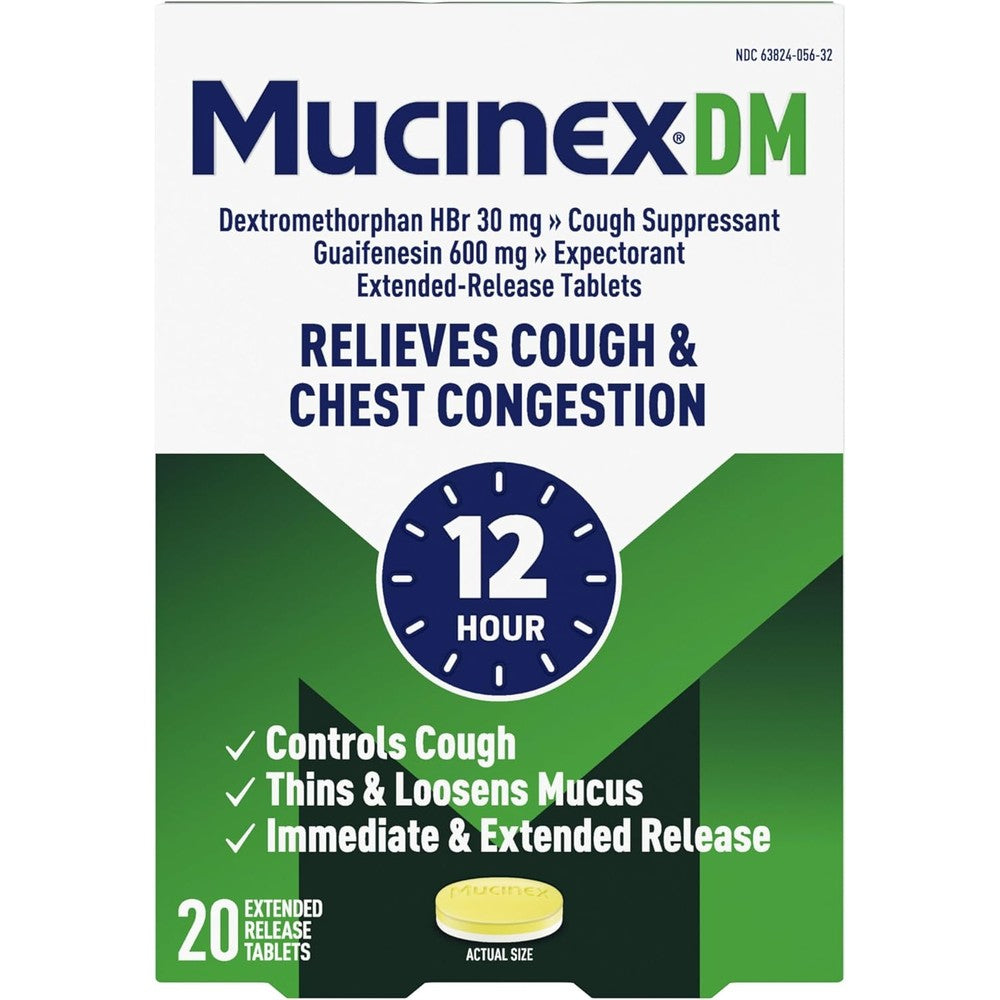 Mucinex DM 12 Hour chest congestion and cough medicine front packaging review