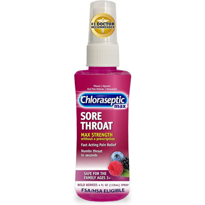 Chloraseptic Max Strength Sore Throat Spray wild berries flavor front view