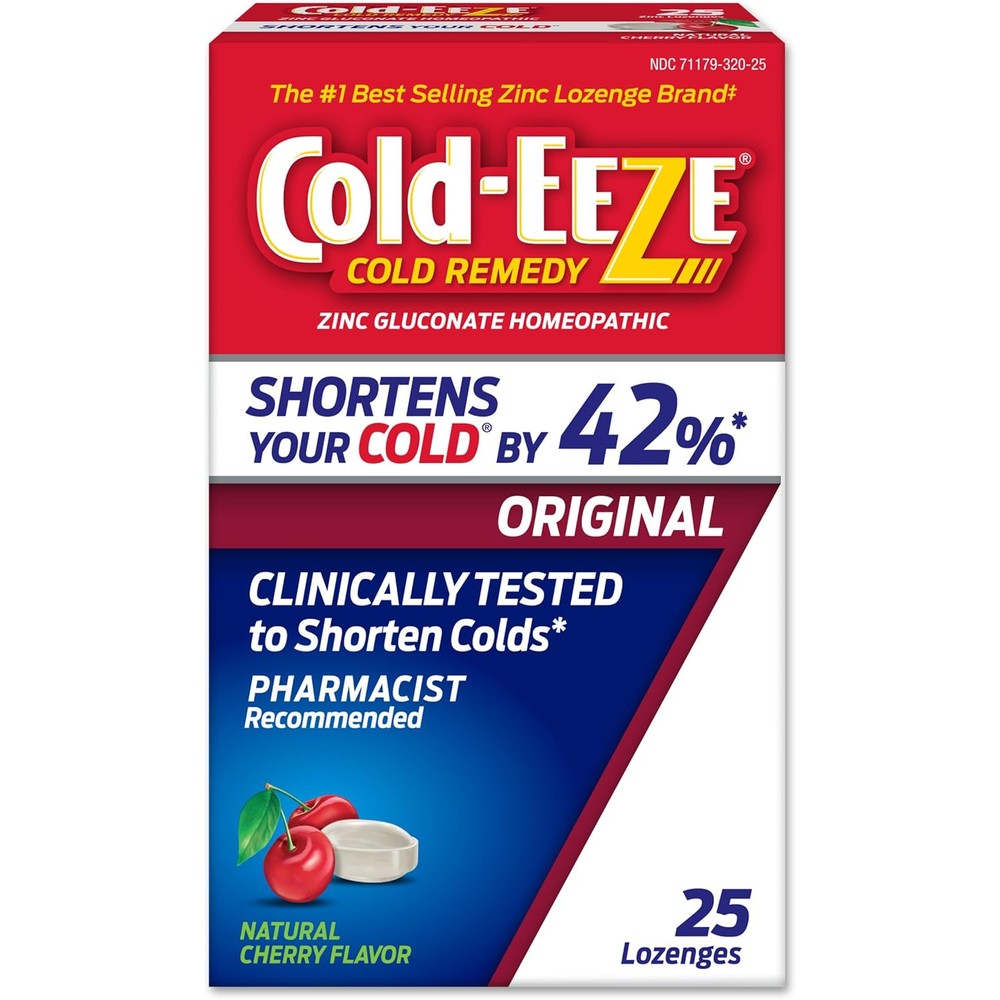Cold-EEZE Natural Cherry Zinc Lozenges front view of packaging box for cold remedy