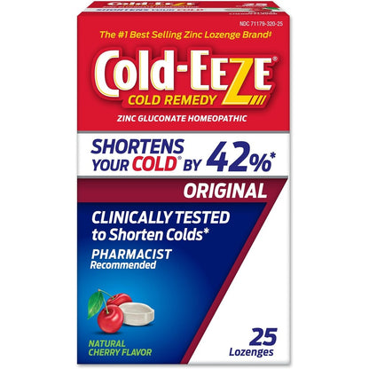 Cold-EEZE Natural Cherry Zinc Lozenges front view of packaging box for cold remedy