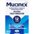 Mucinex Chest Congestion 12 Hour Expectorant tablets front packaging for mucus relief