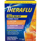 Theraflu Combo Daytime and Nighttime Severe Cold Relief Powder box front view showcasing authentic USA imported packaging