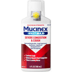 Mucinex Fast-Max Severe Congestion And Cough Medicine liquid bottle front view for multi-symptom cold relief.