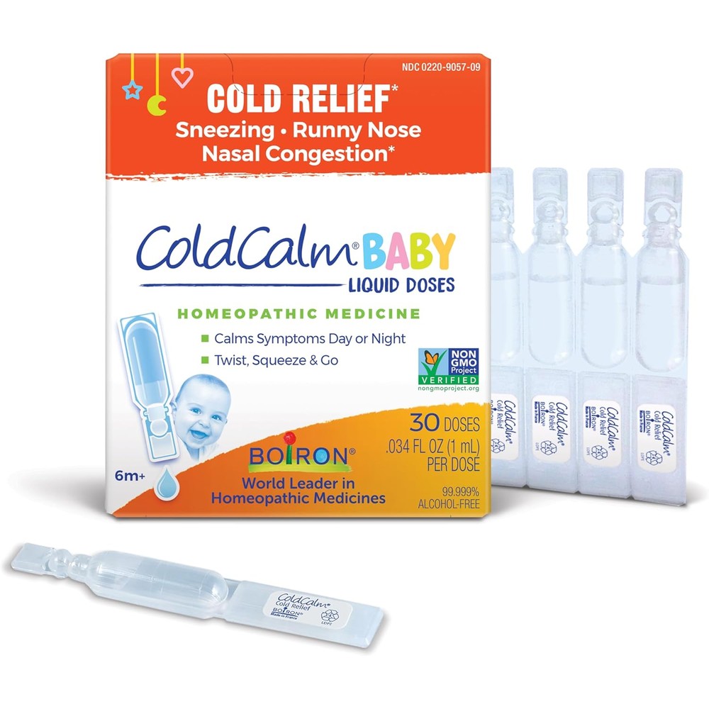 Boiron ColdCalm Baby Single Use Drops 30 Count front packaging for infant cold relief