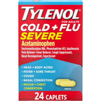 Tylenol Cold Plus Flu Severe medicine caplets front packaging for multi symptom cold relief