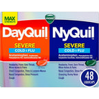 Vicks DayQuil and NyQuil Severe combo pack front view for maximum strength cold relief.