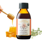 Urban Moonshine Clear Chest Syrup 4.2 fluid ounce bottle front view for organic respiratory health.