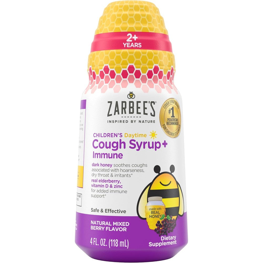 Zarbee's Children's Daytime Honey Cough Syrup 4 fluid ounces front packaging bottle view