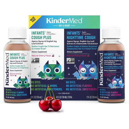 KinderMed Infants Cough Day And Night Value Pack front packaging view for infant cough relief