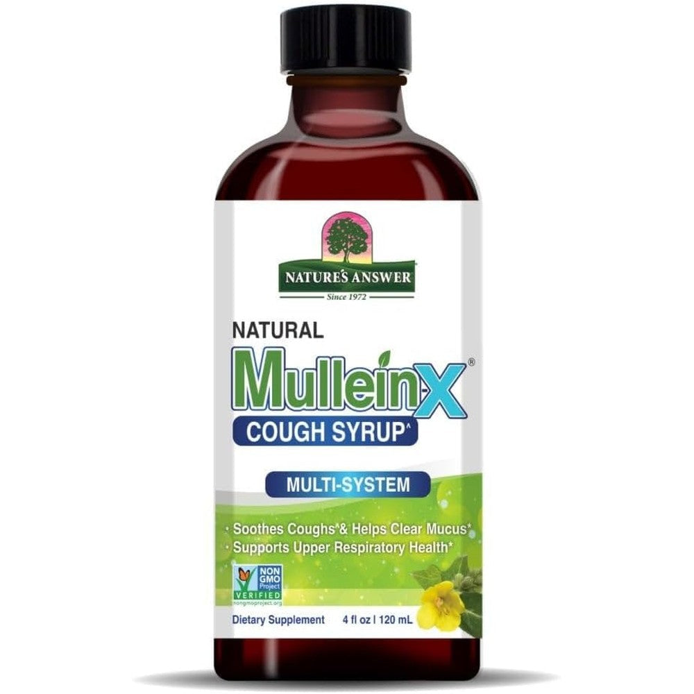 Nature's Answer Mullein-X Multi System Cough Syrup front view bottle for natural respiratory support