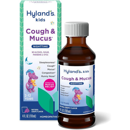 Hyland's Kids Nighttime Cough Syrup and Mucus Relief front view bottle