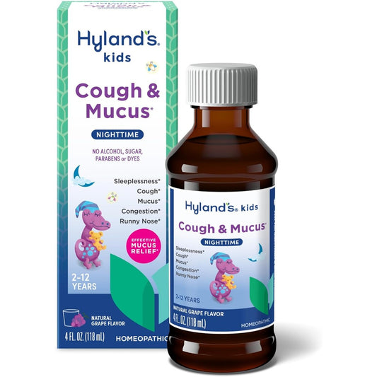 Hyland's Kids Nighttime Cough Syrup and Mucus Relief front view bottle
