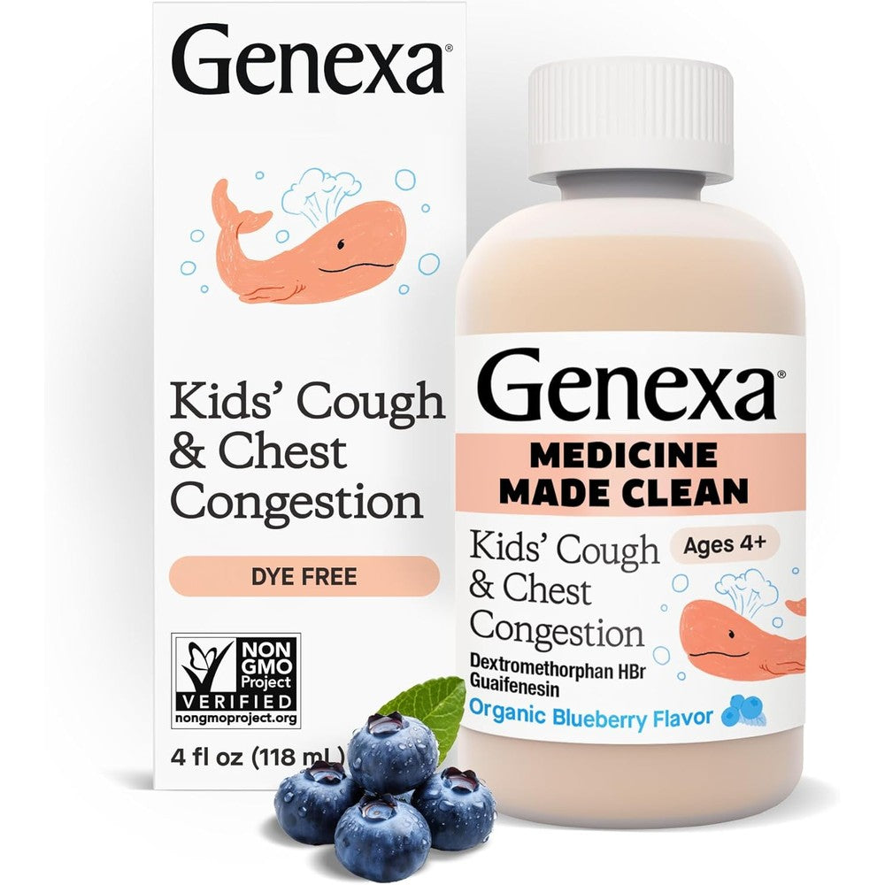 Genexa Kids Clean Cough and Chest Congestion bottle front view for children's cold relief
