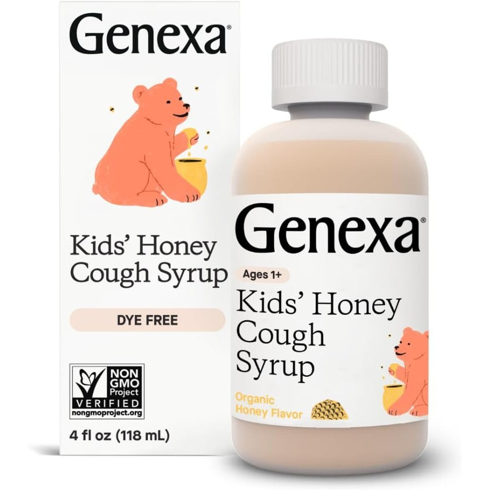 Genexa Kids Organic Honey Cough Syrup front packaging view non toxic children remedy
