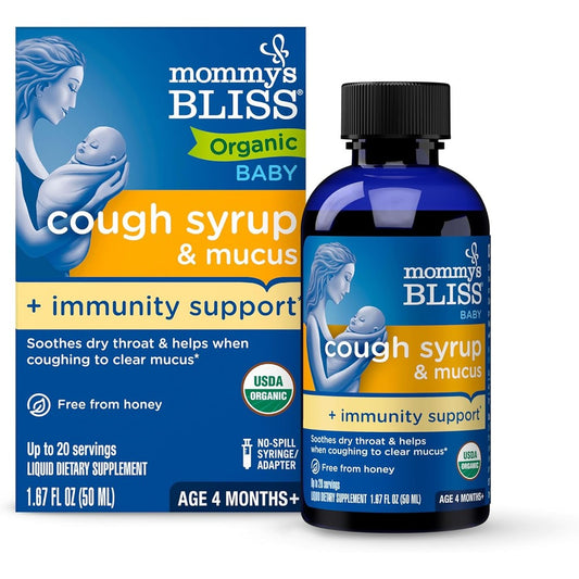 Mommy's Bliss Organic Baby Cough Syrup and Mucus Immunity Support bottle