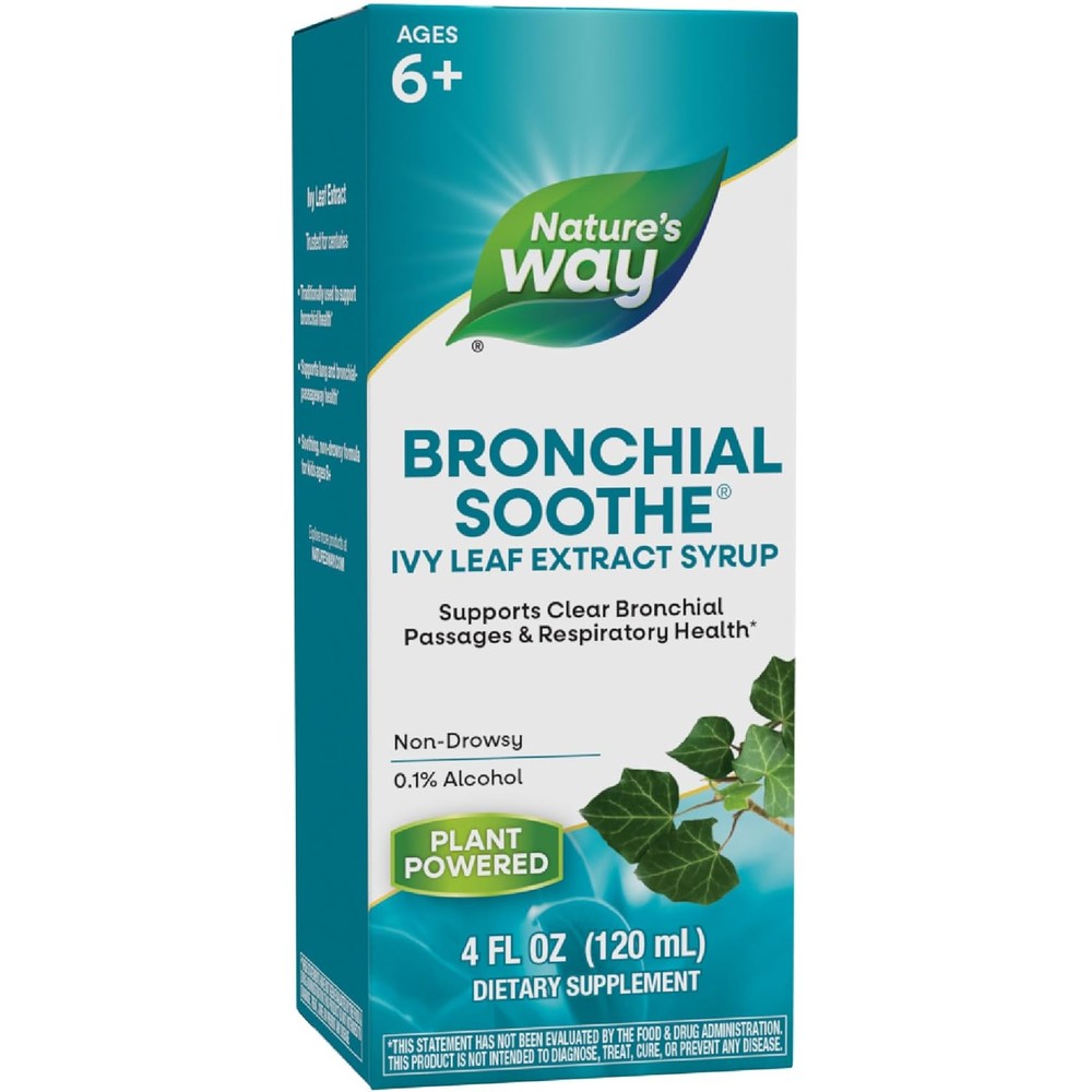 Nature's Way Bronchial Soothe Ivy Leaf Extract Syrup front view bottle for respiratory health