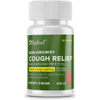 Safrel Non Drowsy Cough Relief 30 count bottle front view for dry cough relief