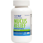 HealthA2Z Mucus Relief 400mg front bottle label showing chest congestion relief expectorant