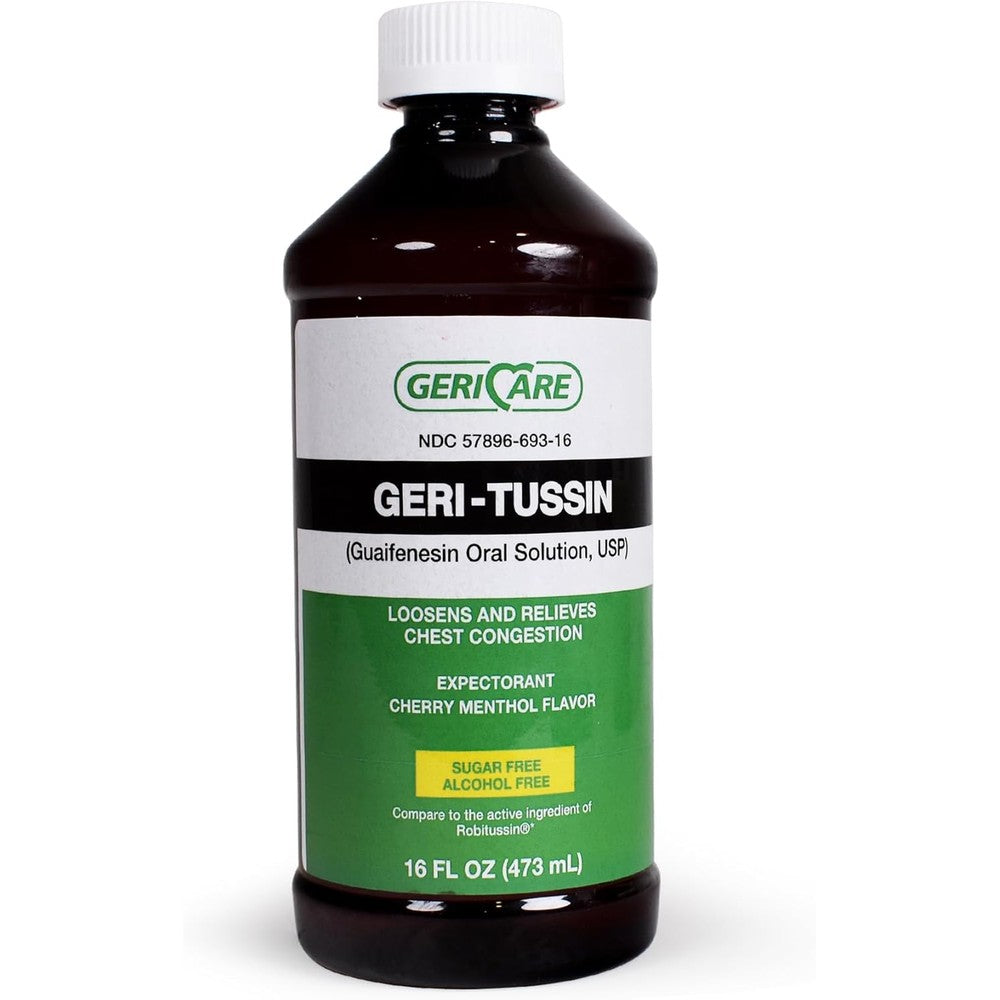 GeriCare Geri-Tussin Guaifenesin Oral Liquid Solution front view for chest congestion relief