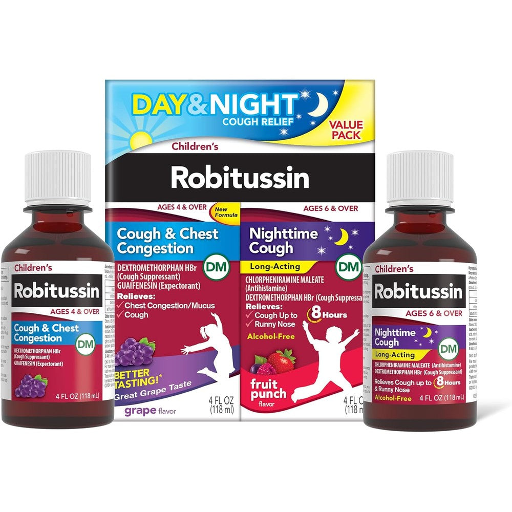 Robitussin Children's DM Day and Night Cough Relief Value Pack front box view