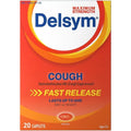 Delsym Maximum Strength Cough Suppressant 20 caplets front packaging view