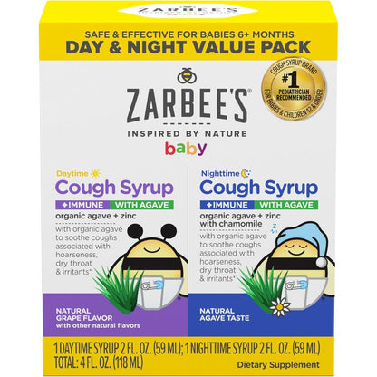 Zarbee's Baby Day & Night Cough Syrup value pack for infant dry cough relief cough syrup for kids