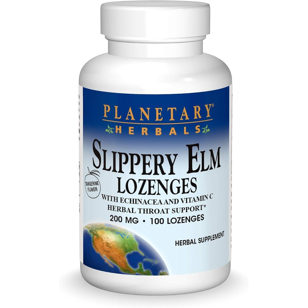 Planetary Herbals Slippery Elm Lozenges front view bottle of herbal throat support