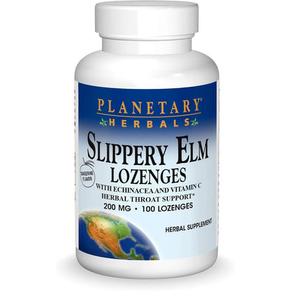 Planetary Herbals Slippery Elm Lozenges front view bottle of herbal throat support