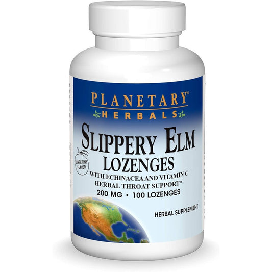 Planetary Herbals Slippery Elm Lozenges front view bottle of herbal throat support