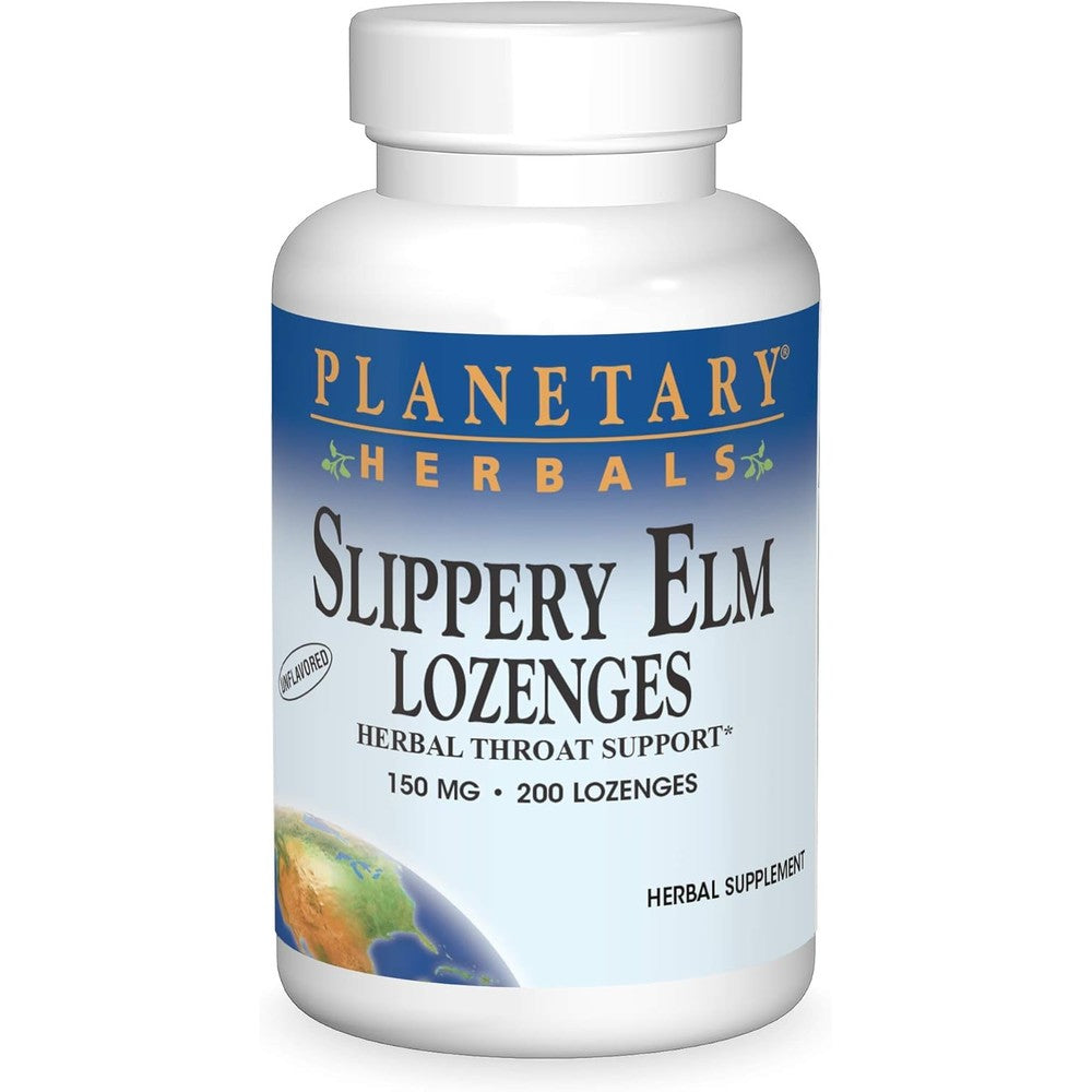 Planetary Herbals Slippery Elm Lozenges 200 count bottle front view for throat irritation relief