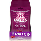 HALLS Throat Soothing Cool Berry Throat Drops 12 bag bulk pack front view
