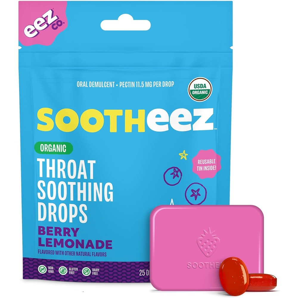 Lolleez Sootheez Organic Throat Soothing Drops Berry Lemonade front view
