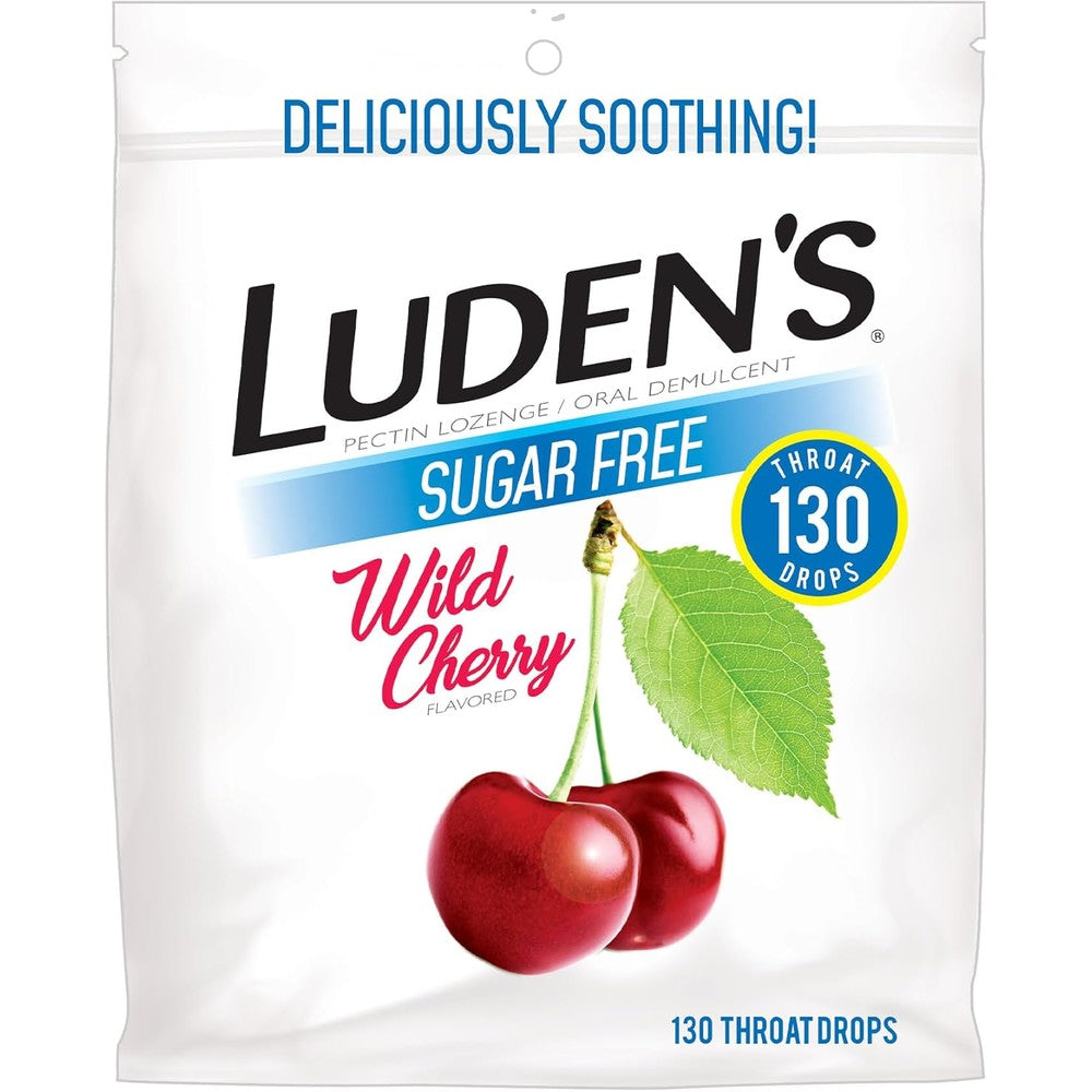Luden's Sugar Free Wild Cherry Sore Throat Lozenges 130 Count front view