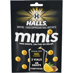 Halls Minis Honey Lemon Sugar Free Cough Drops front view packaging