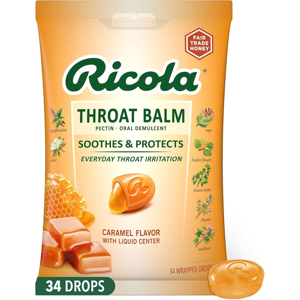 Ricola Throat Balm Caramel Drops front packaging view