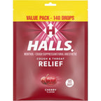 Halls Relief Cherry Cough Drops 140 count front view